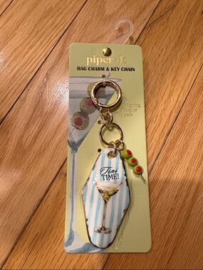 piper k Bag Charm or Key Chain gold martini theme tini time with olive charm NWT